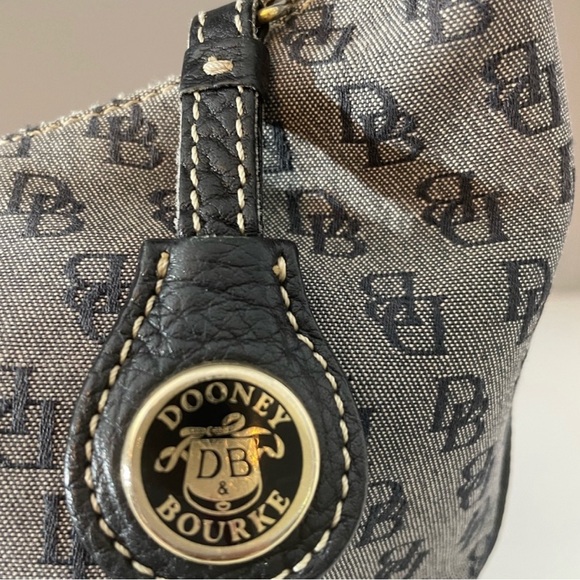 Dooney & Bourke Gray Signature Print Mini Hobo Bag w/Black Pebbled Leather Trim - Picture 5 of 12